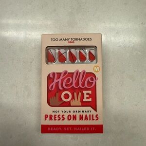 Hello Love 'Too Many Tornadoes' Red Press-On Nails - Medium